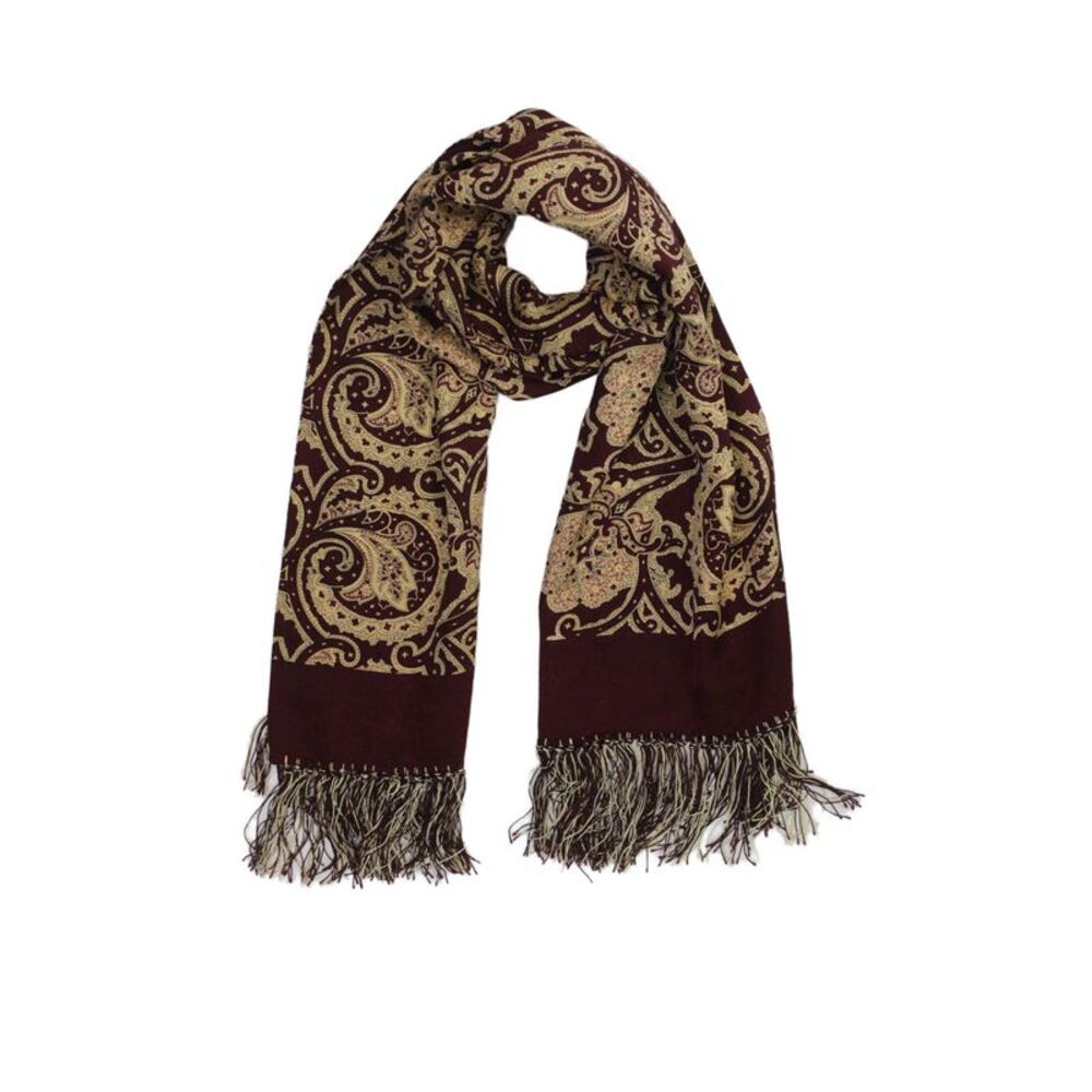 Designer Unisex Adults Paisley Print Classic Wrap Scarf Red Size 58" x 11"
